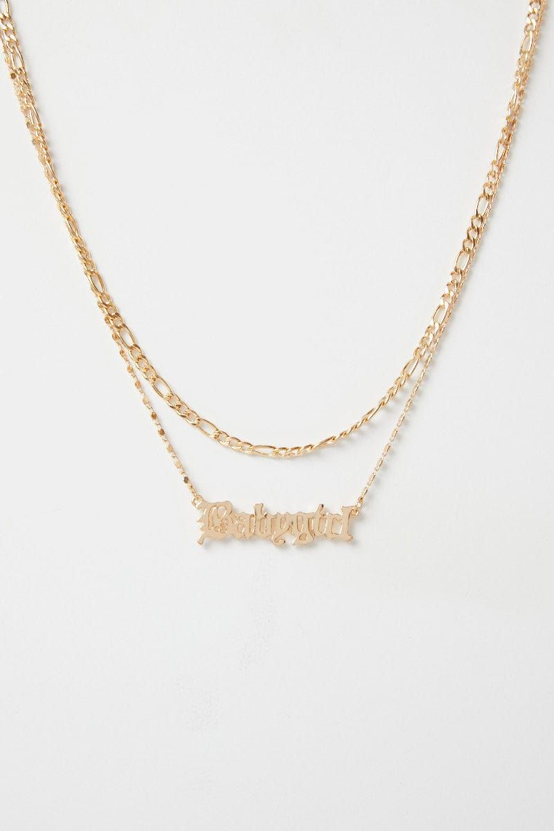 Gold Babygirl Layered Necklace sold by Ally Fashion product image thumbnail 3