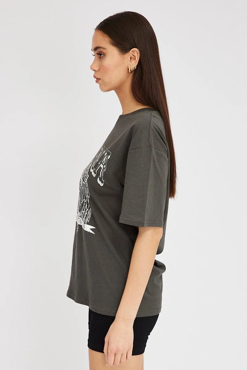 Grey Graphic Tee Short Sleeve sold by Ally Fashion product image thumbnail 4