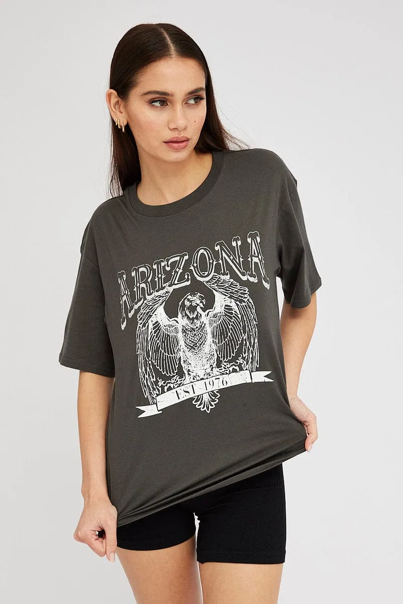 Grey Graphic Tee Short Sleeve sold by Ally Fashion