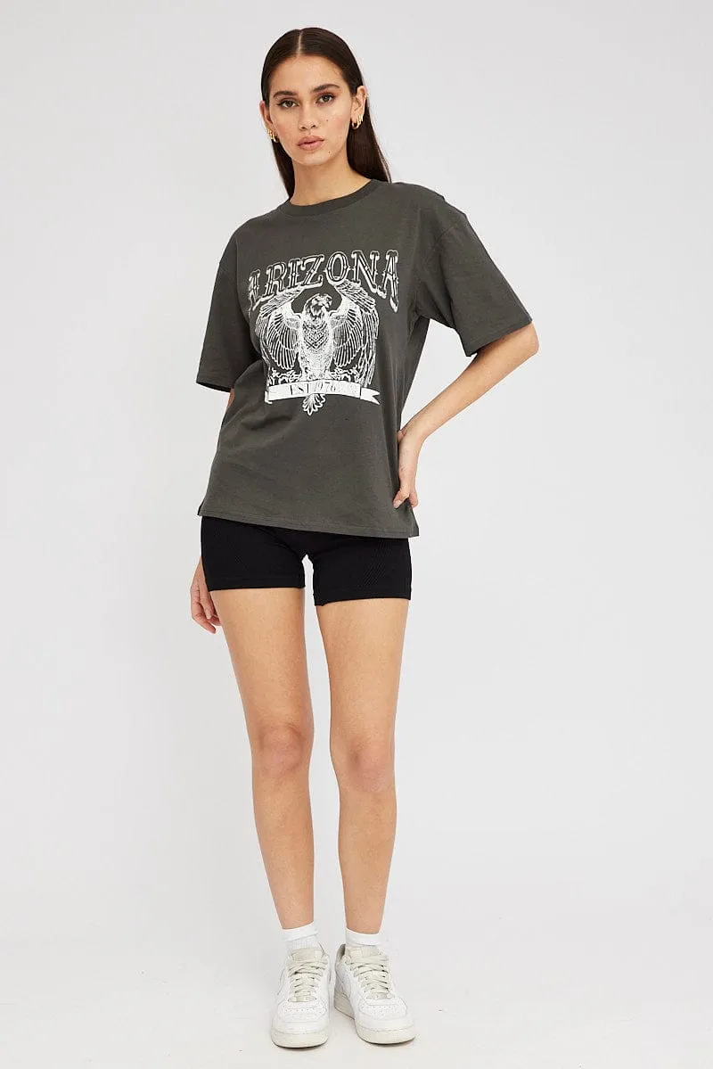 Grey Graphic Tee Short Sleeve sold by Ally Fashion product image thumbnail 2