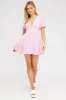Pink Fit And Flare Dress Puff Sleeve Mini sold by Ally Fashion