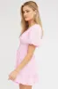 Pink Fit And Flare Dress Puff Sleeve Mini sold by Ally Fashion