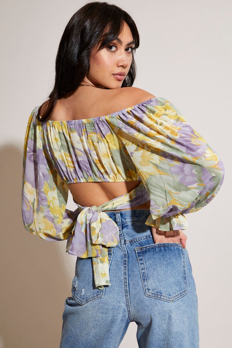 Print Crop Top Long Sleeve sold by Ally Fashion product image thumbnail 3