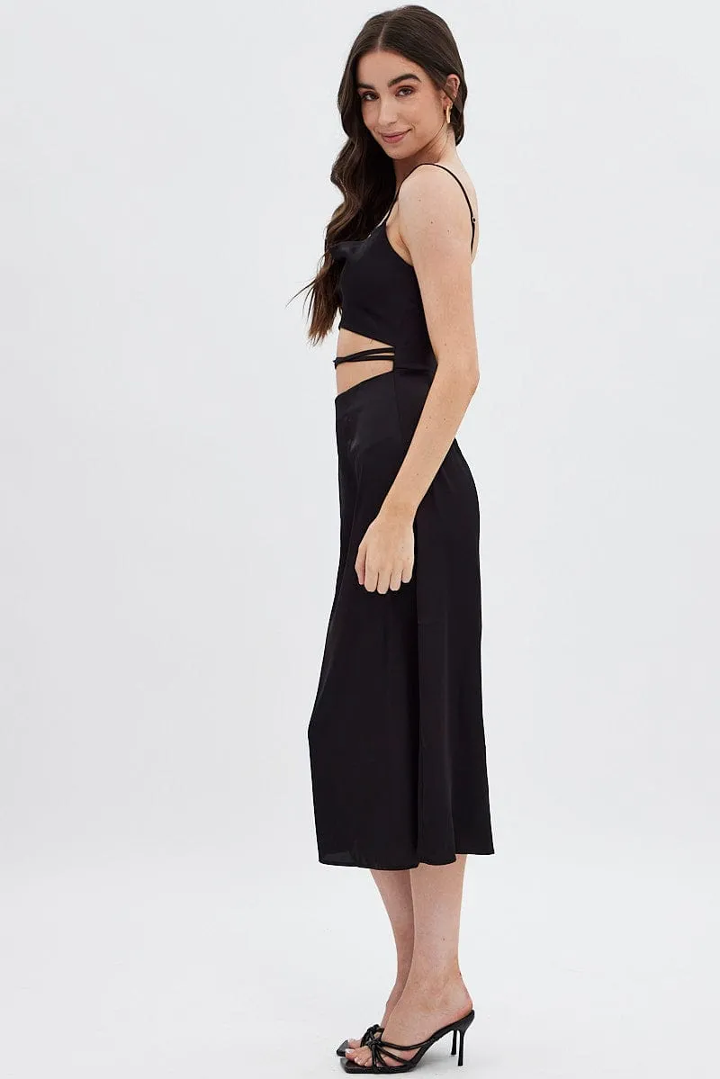 Black Midi Dress Cowl Neck Satin sold by Ally Fashion product image thumbnail 4