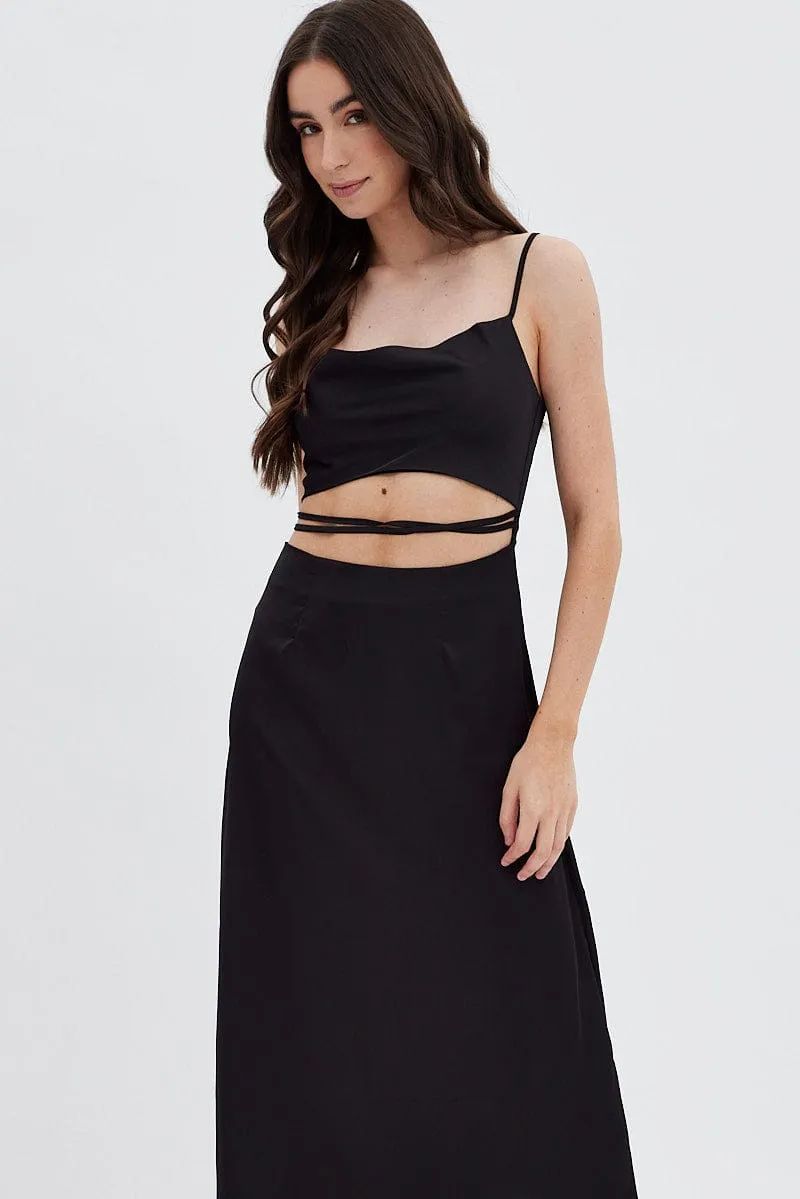 Black Midi Dress Cowl Neck Satin sold by Ally Fashion product image thumbnail 2