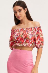 Print Crop Top Off Shoulder sold by Ally Fashion