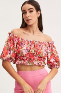 Print Crop Top Off Shoulder sold by Ally Fashion