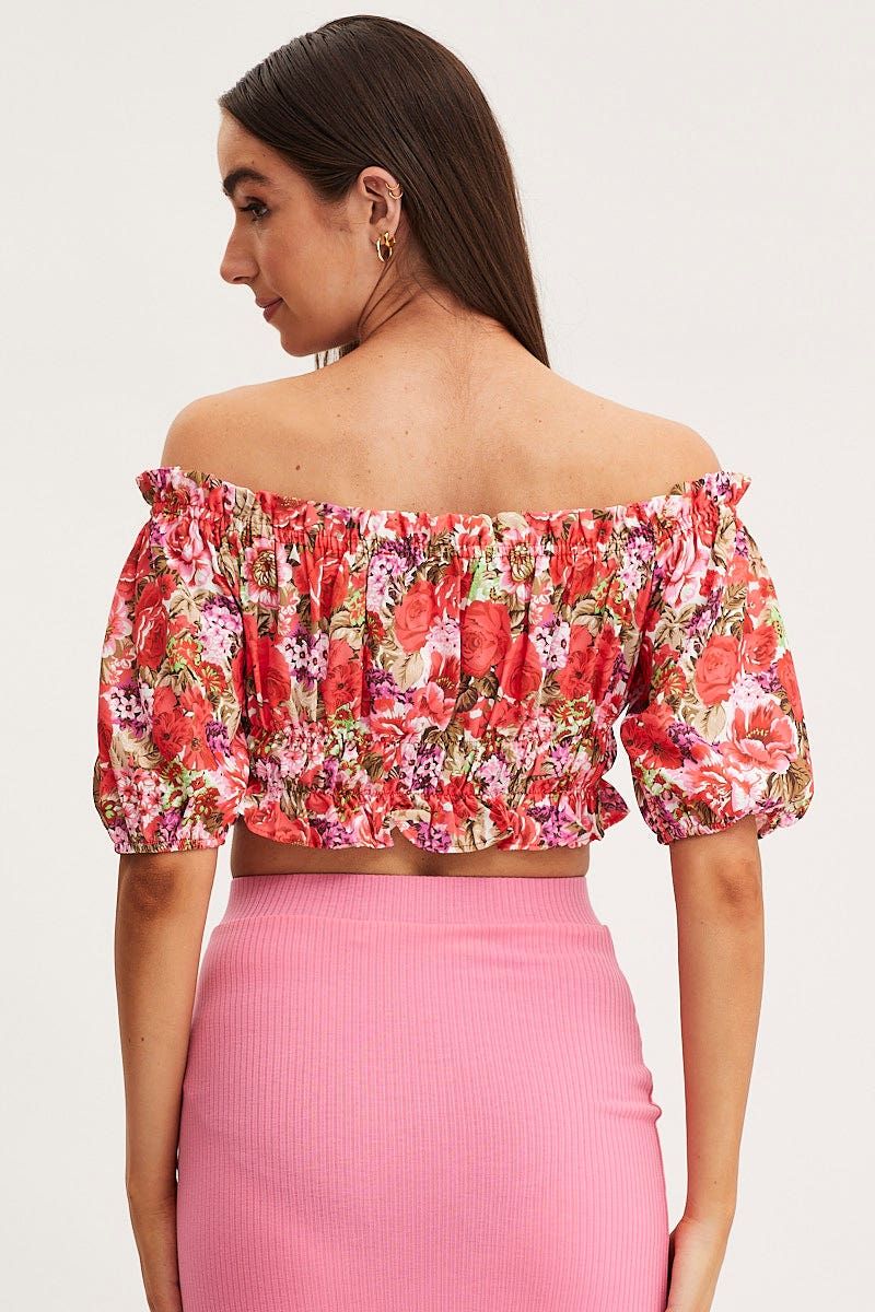 Print Crop Top Off Shoulder sold by Ally Fashion product image thumbnail 5