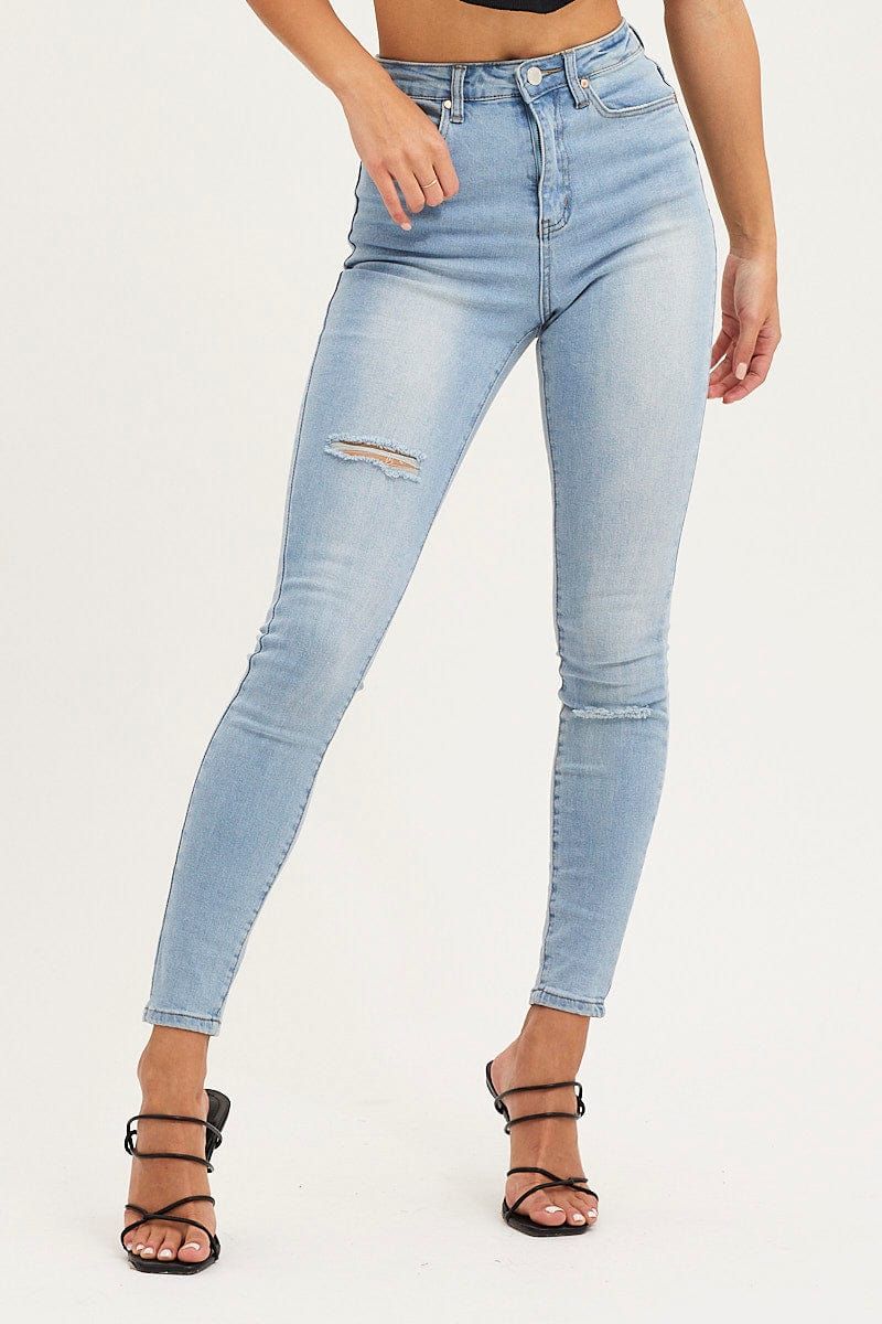 Blue Mid Rise Skinny Denim Jeans sold by Ally Fashion product image thumbnail 2