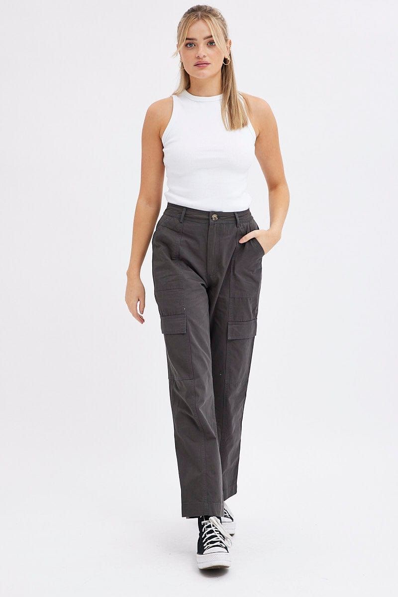 Grey Cargo Pants High Rise sold by Ally Fashion product image thumbnail 3