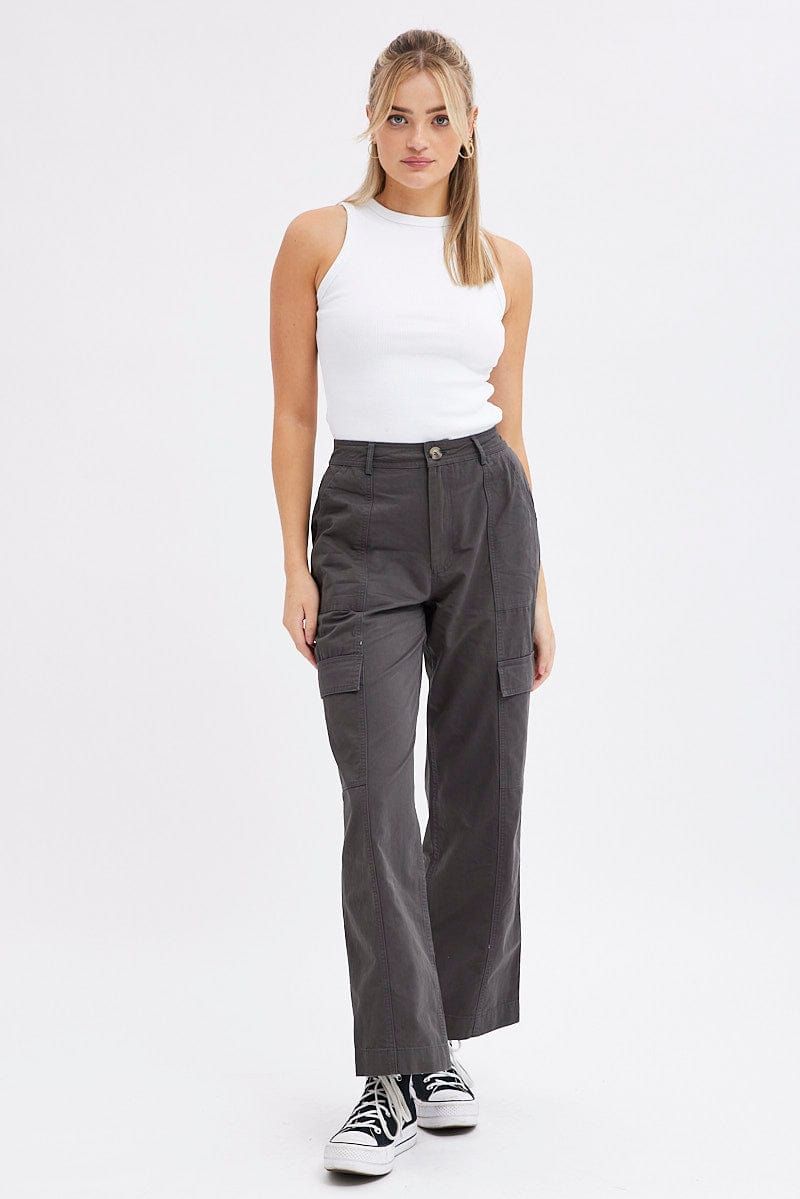 Grey Cargo Pants High Rise sold by Ally Fashion