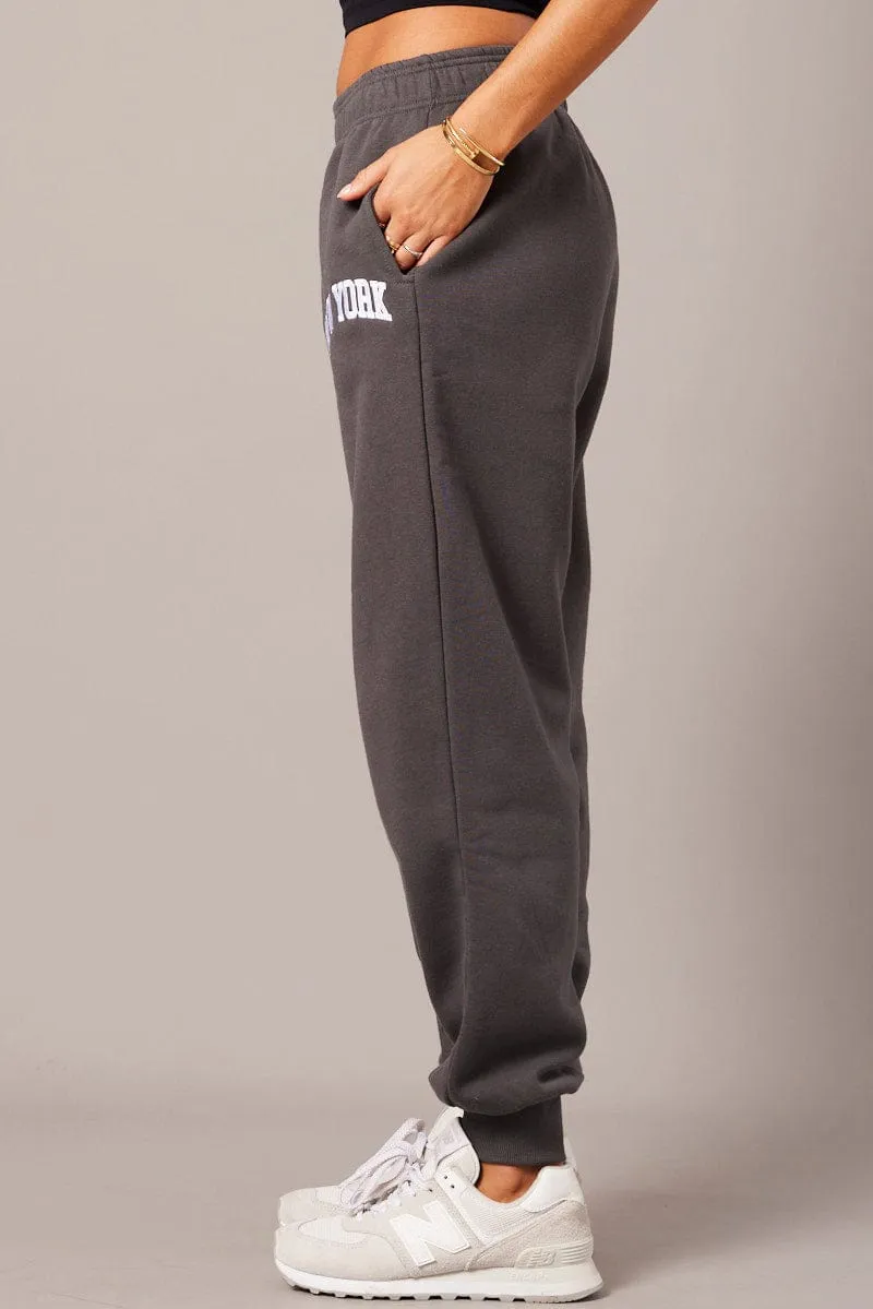 Grey Track Pants High Rise sold by Ally Fashion product image thumbnail 4