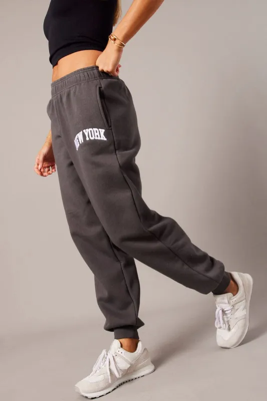 Grey Track Pants High Rise sold by Ally Fashion