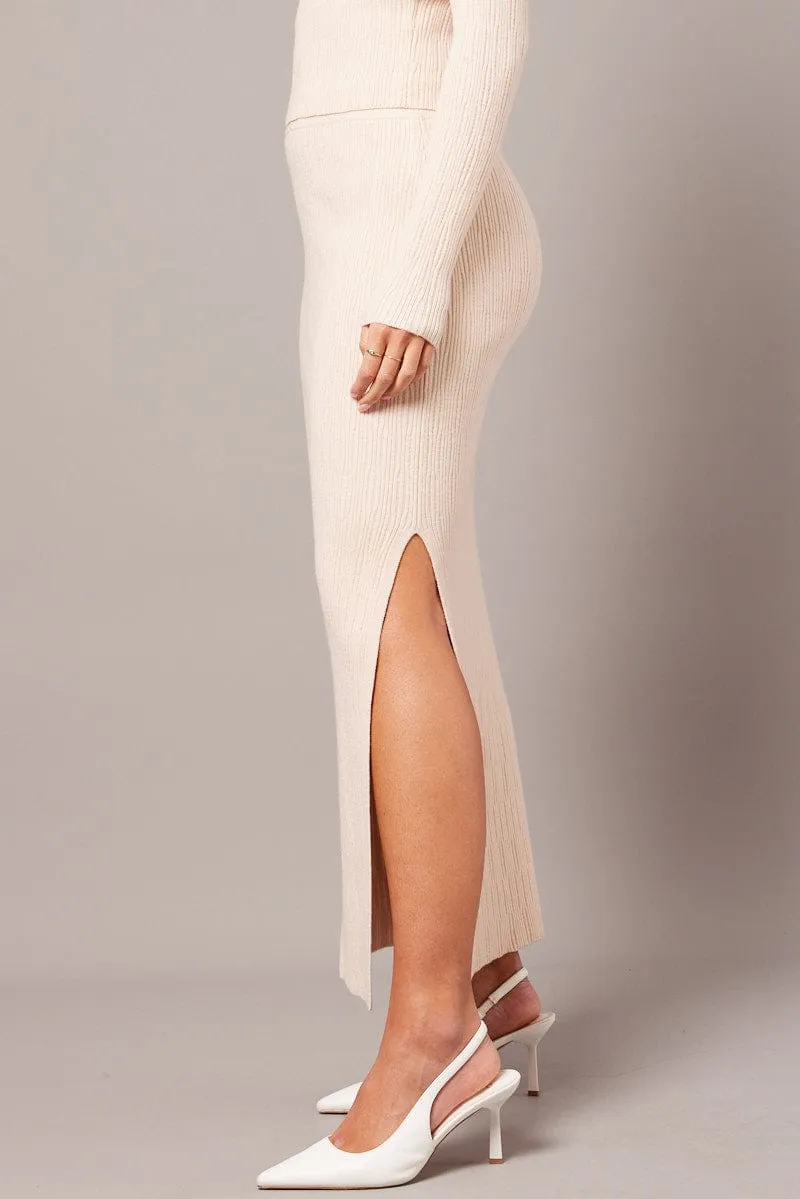 Beige Knit Skirt High Rise sold by Ally Fashion product image thumbnail 4