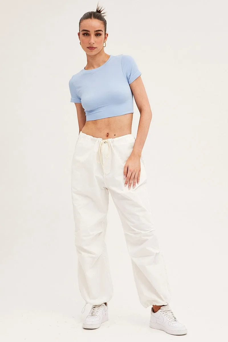Blue T-Shirt Short Sleeve Crew Neck Seamless sold by Ally Fashion product image thumbnail 2