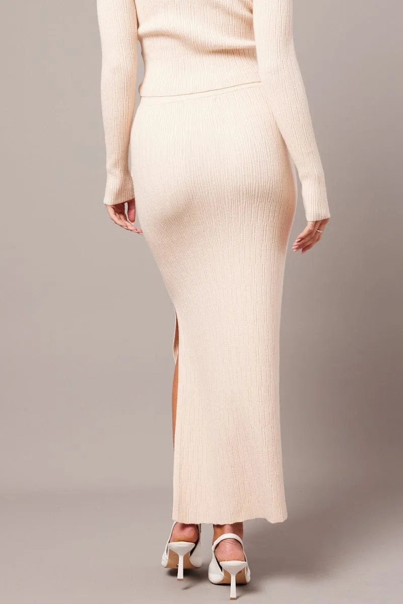 Beige Knit Skirt High Rise sold by Ally Fashion product image thumbnail 5