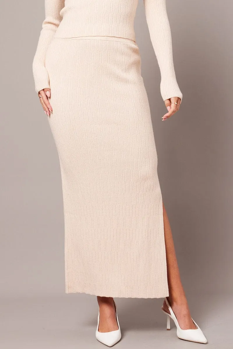 Beige Knit Skirt High Rise sold by Ally Fashion product image thumbnail 3