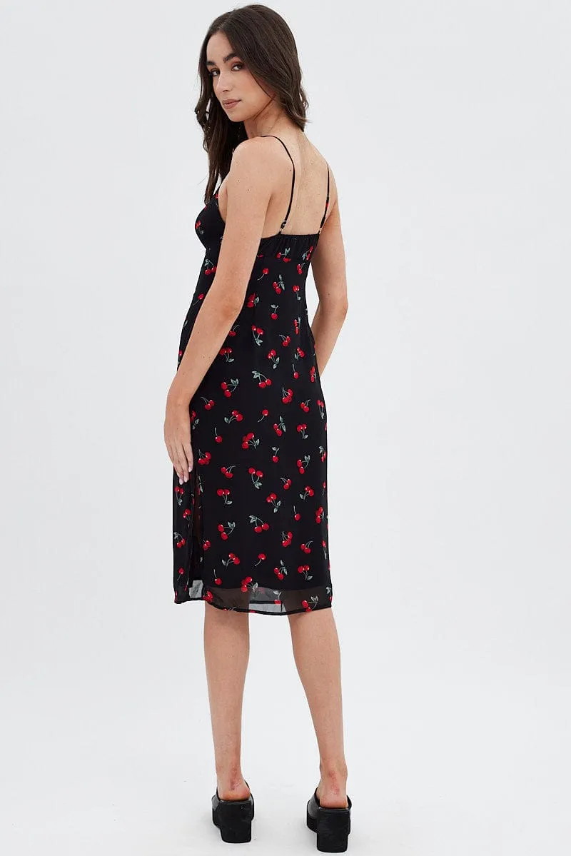 Red Floral Midi Dress Grunge Floral Print sold by Ally Fashion product image thumbnail 5