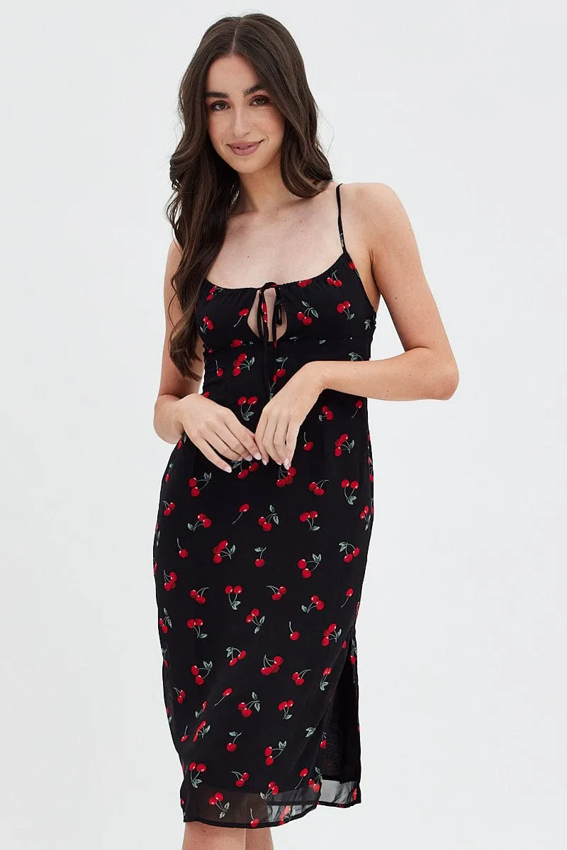 Red Floral Midi Dress Grunge Floral Print sold by Ally Fashion product image thumbnail 2