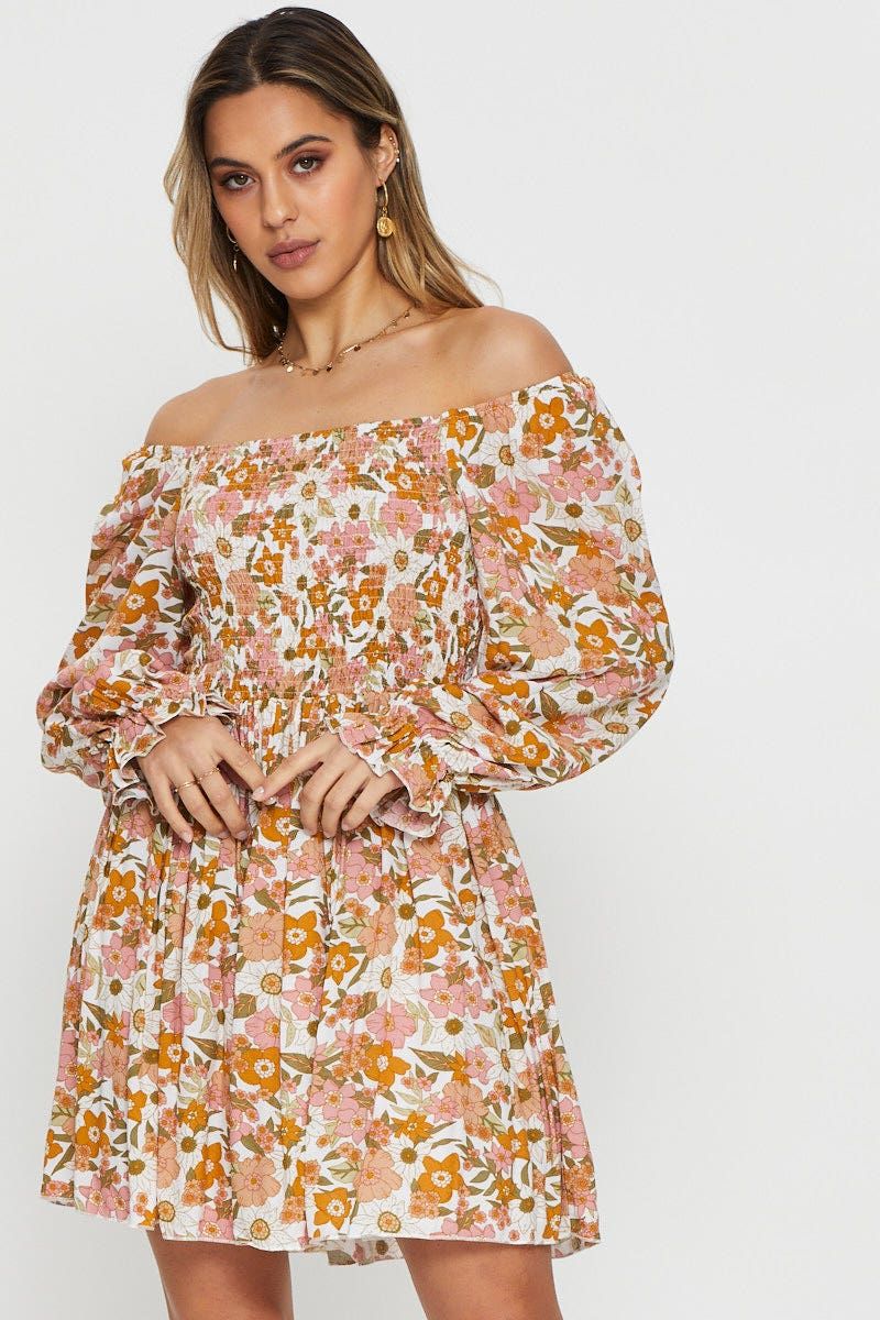 Print Mini Dress Off Shoulder sold by Ally Fashion product image thumbnail 4