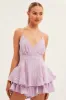 Purple Fit And Flare Playsuit Sleeveless V Neck Textured sold by Ally Fashion