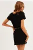 Black Mesh T-Shirt Gathered Texture Detail Short Sleeve sold by Ally Fashion