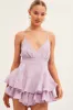 Purple Fit And Flare Playsuit Sleeveless V Neck Textured sold by Ally Fashion