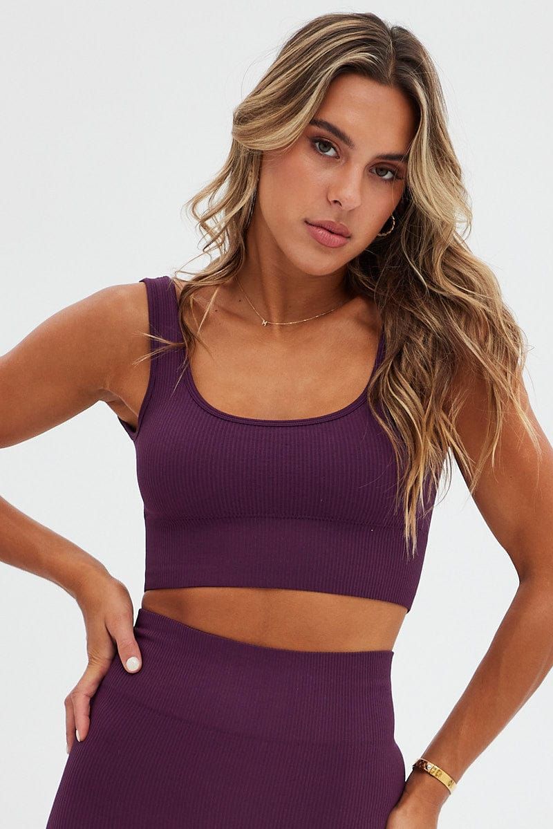Purple Tank Top Scoop Neck Seamless Activewear sold by Ally Fashion product image thumbnail 3