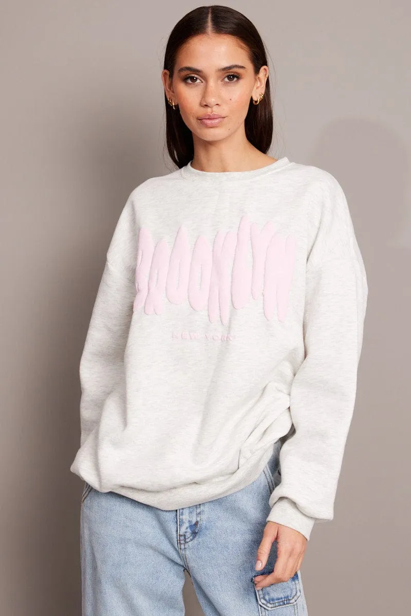 Grey Graphic Sweater Long Sleeve sold by Ally Fashion product image thumbnail 3