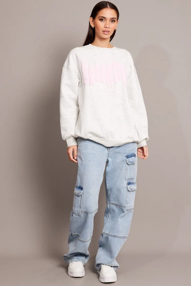 Grey Graphic Sweater Long Sleeve sold by Ally Fashion product image thumbnail 2