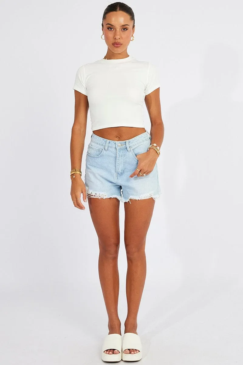 White T Shirt Short Sleeve Crew Neck sold by Ally Fashion product image thumbnail 2