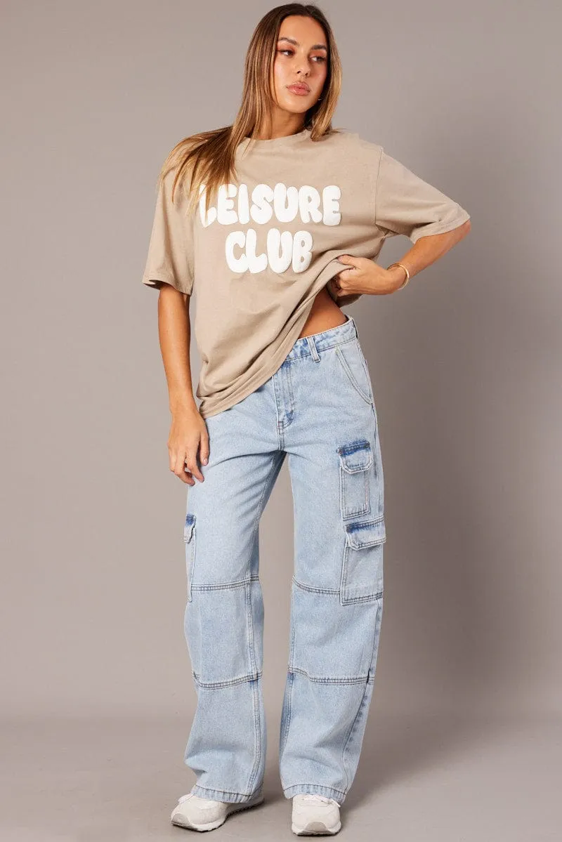 Beige Graphic Tee Short Sleeve sold by Ally Fashion product image thumbnail 2