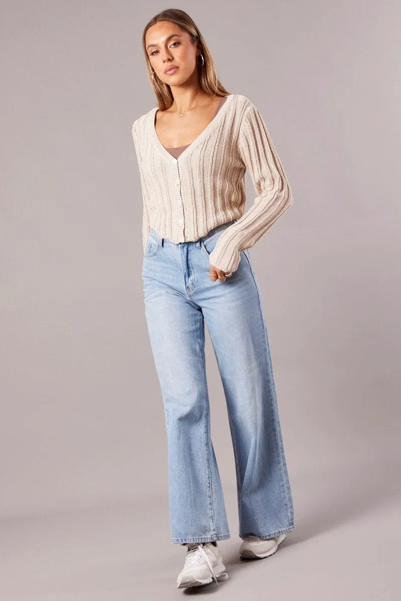 Beige Knit Cardigan Long Sleeve sold by Ally Fashion product image thumbnail 2