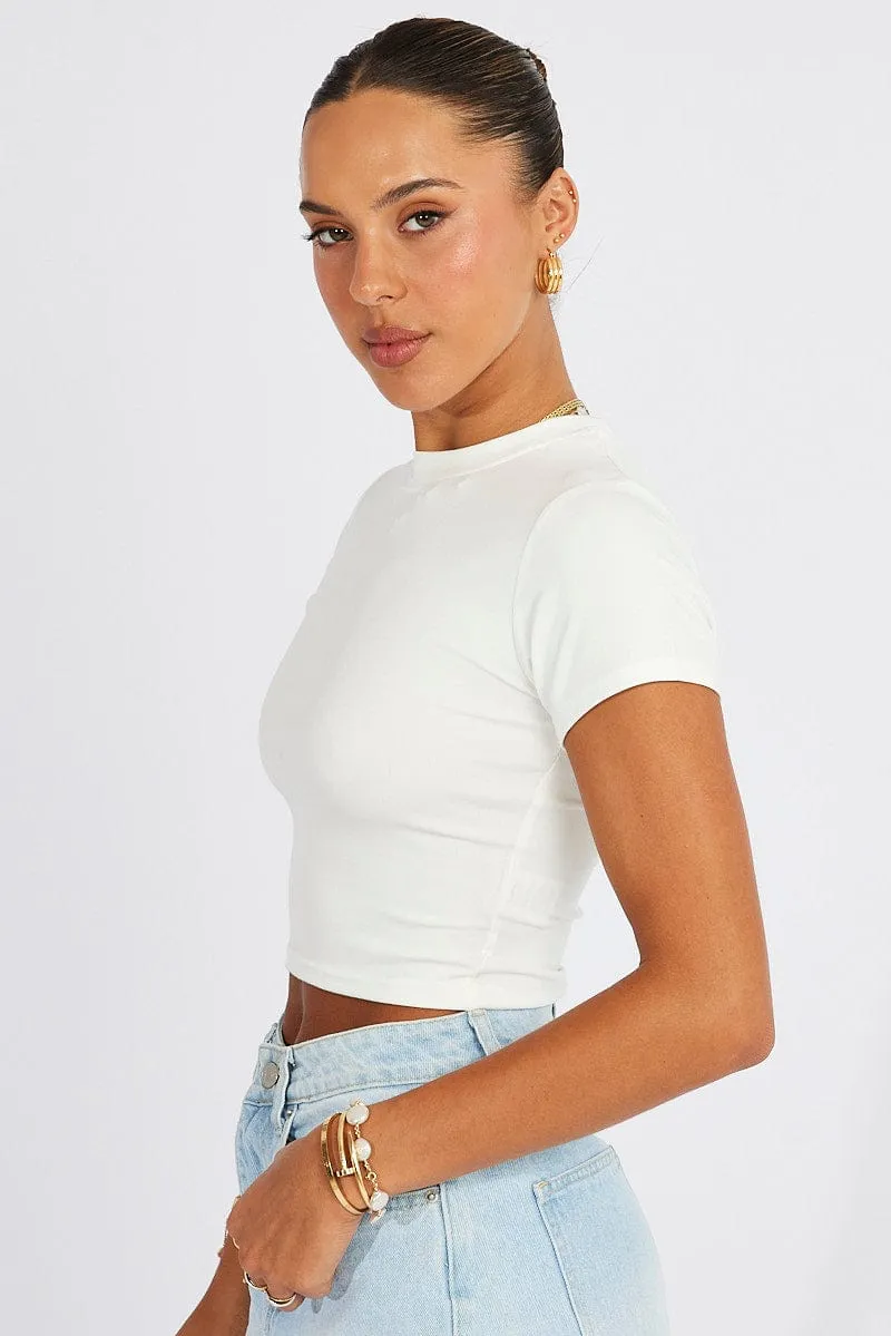 White T Shirt Short Sleeve Crew Neck sold by Ally Fashion product image thumbnail 4