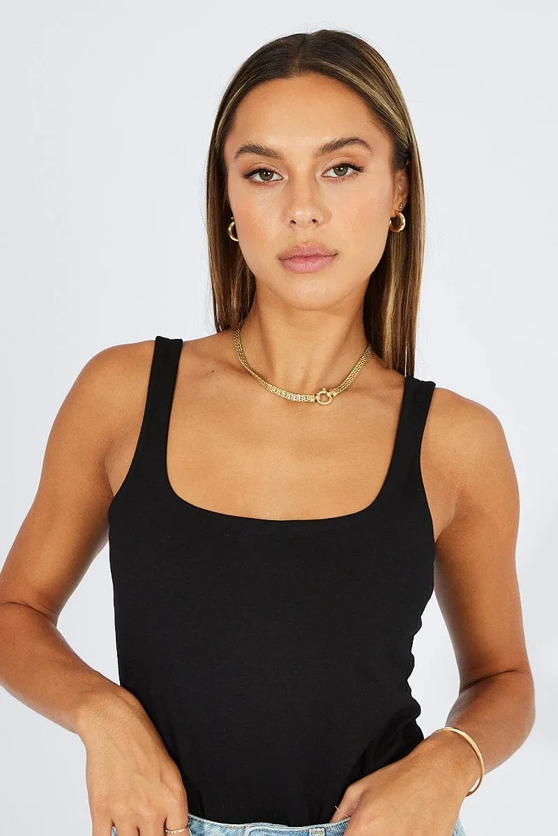Black Bodysuit Sleeveless Scoop Neck sold by Ally Fashion product image thumbnail 3