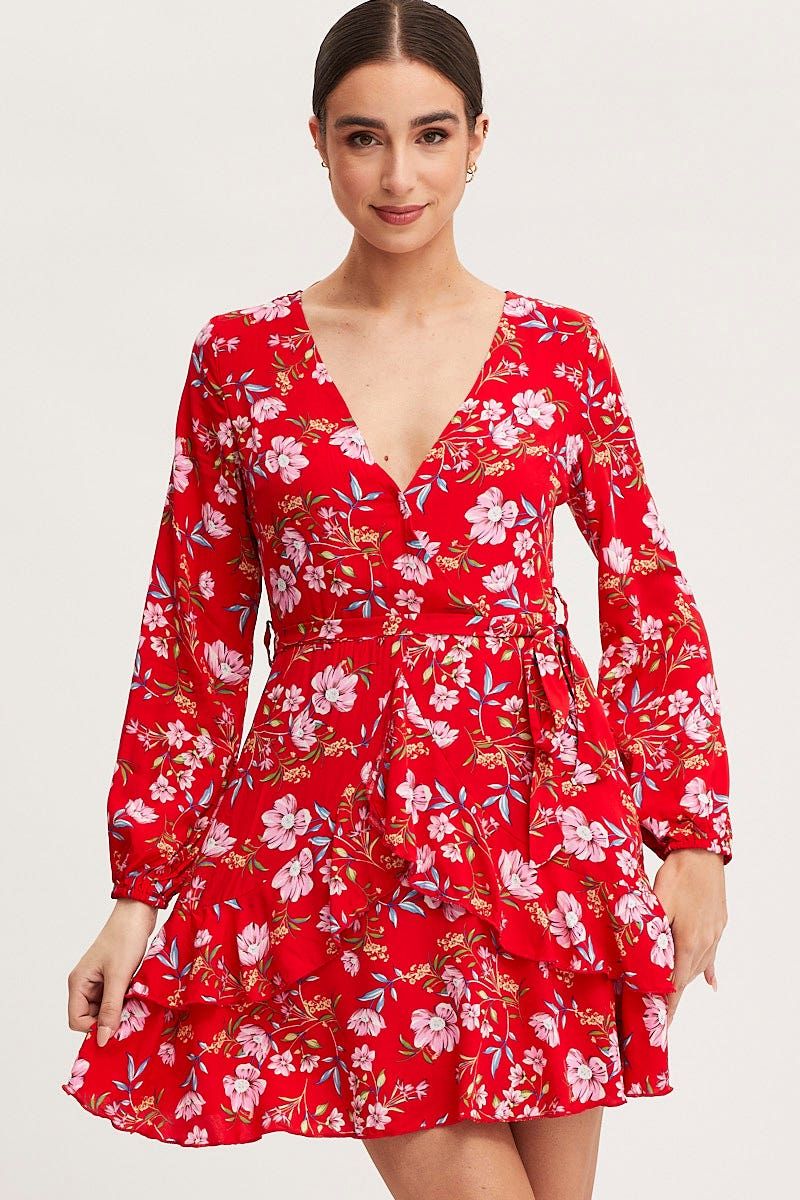 Print Skater Dress Long Sleeve Mini sold by Ally Fashion