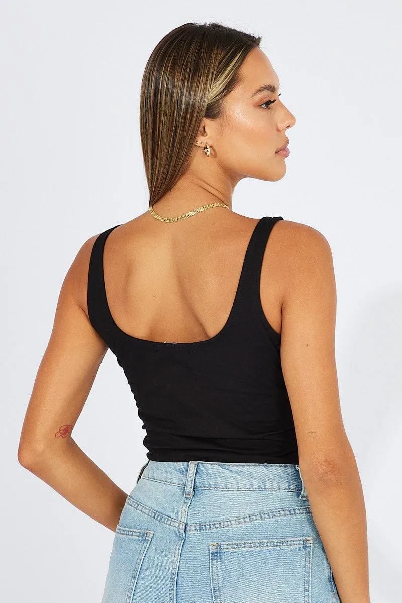 Black Bodysuit Sleeveless Scoop Neck sold by Ally Fashion product image thumbnail 5