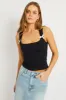 Black Supersoft Tank Scoop Neck Sleeveless Ribbon sold by Ally Fashion