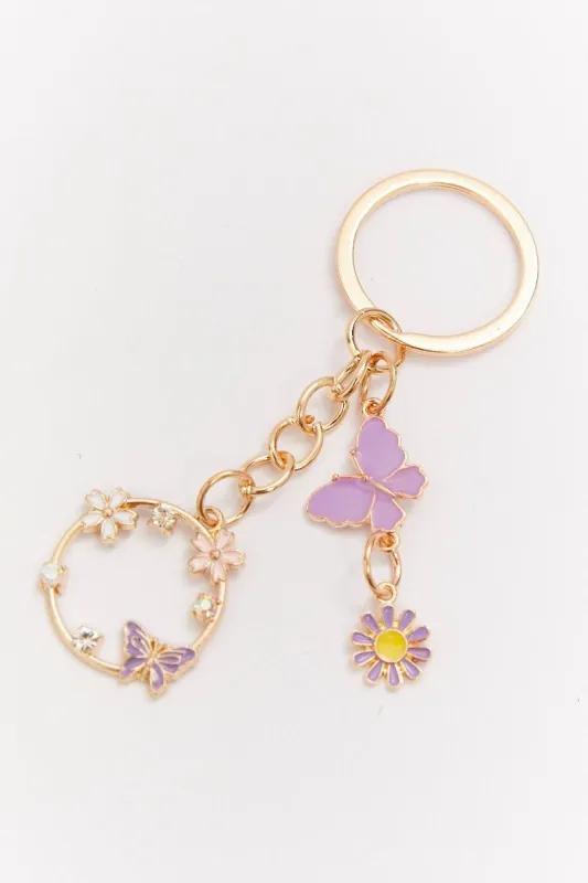 Purple Butterfly Charm Keyring sold by Ally Fashion