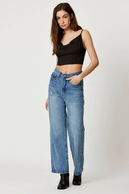 Black Satin Cowl Neck Crop Top sold by Ally Fashion