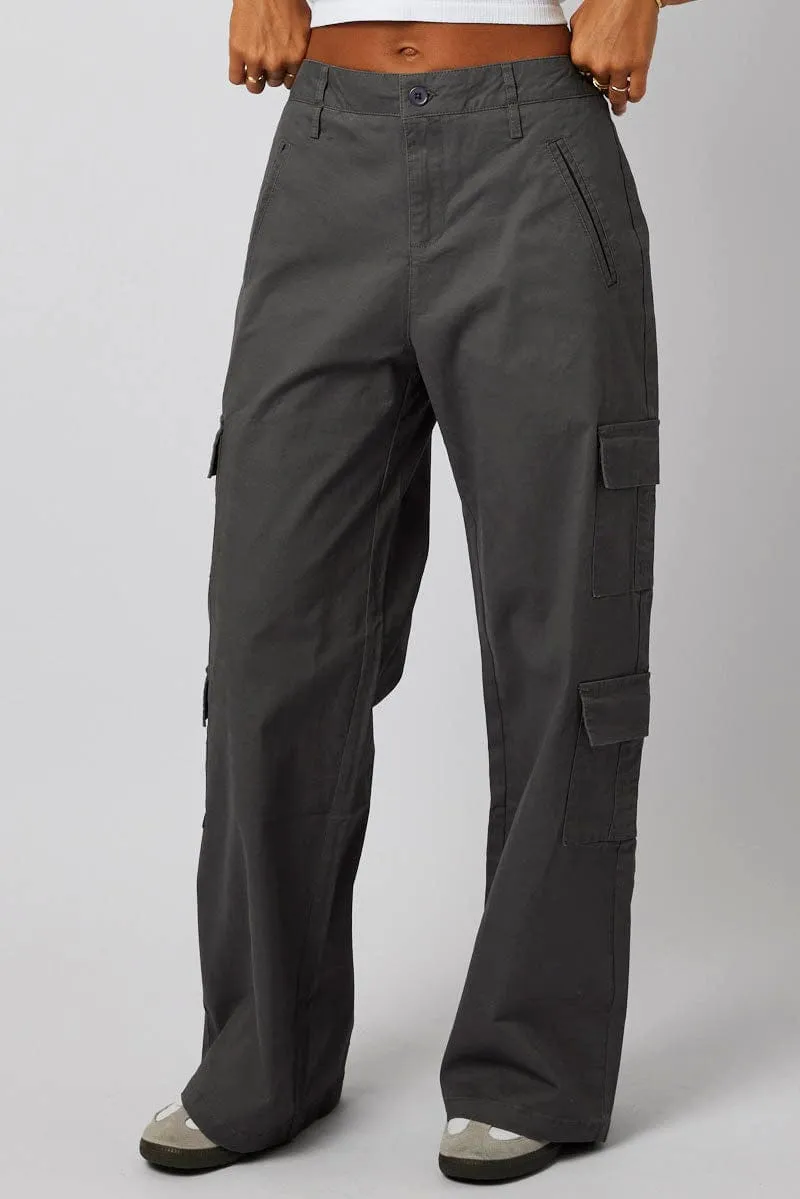 Grey Cargo Pants Mid Rise sold by Ally Fashion product image thumbnail 3