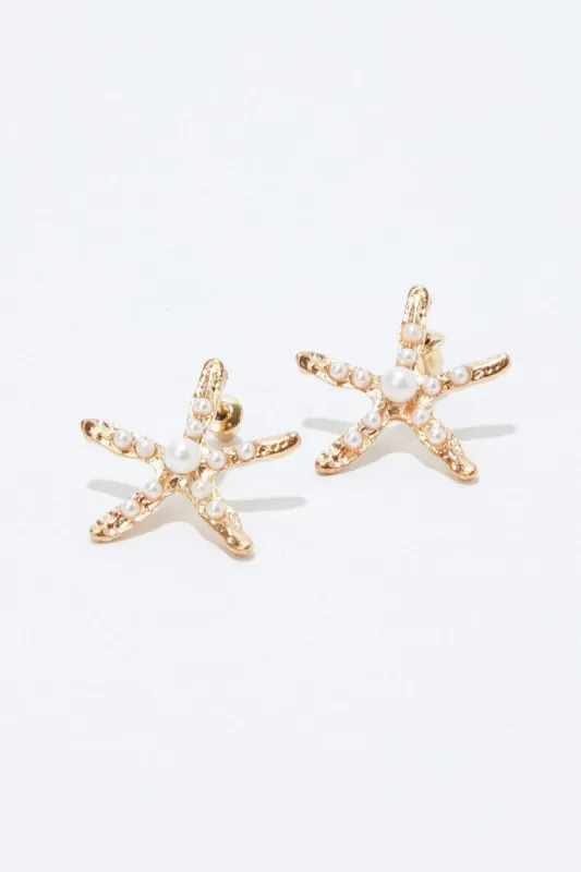 Gold Starfish Earrings sold by Ally Fashion