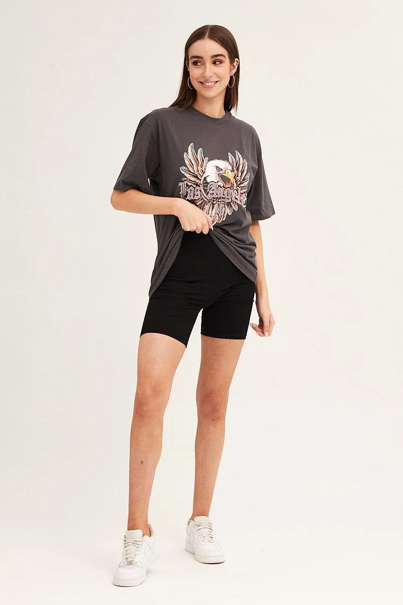 Grey Graphic T Shirt Short Sleeve Crew Neck sold by Ally Fashion product image thumbnail 2