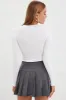 White Bodysuit Long Sleeve Round Neck Cut Out Rib sold by Ally Fashion