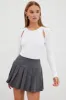 White Bodysuit Long Sleeve Round Neck Cut Out Rib sold by Ally Fashion