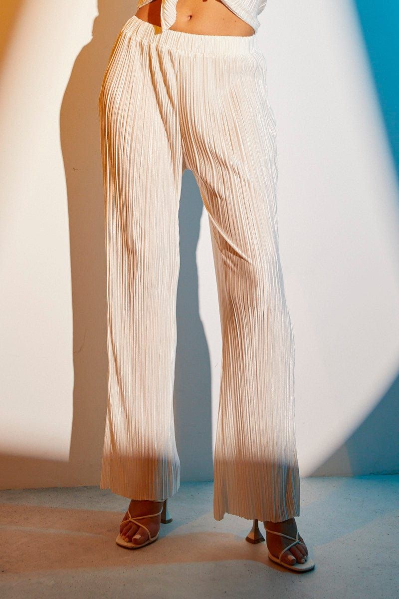 White Plisse Pant Wide Leg sold by Ally Fashion product image thumbnail 2