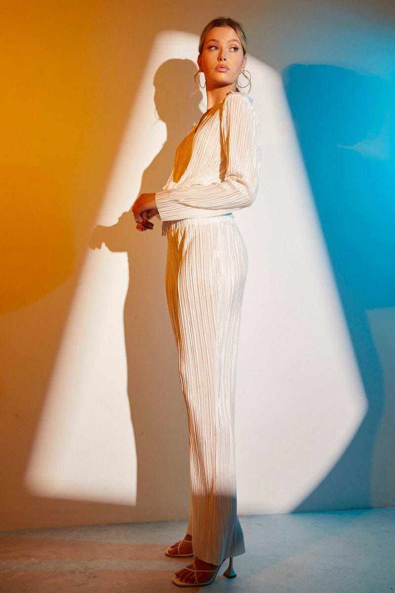 White Plisse Pant Wide Leg sold by Ally Fashion product image thumbnail 4