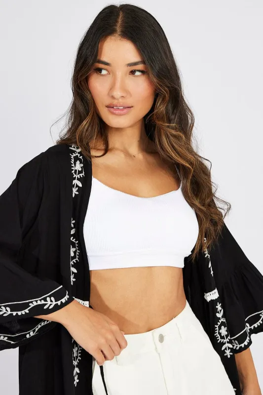 Black Kimono Half Sleeve sold by Ally Fashion
