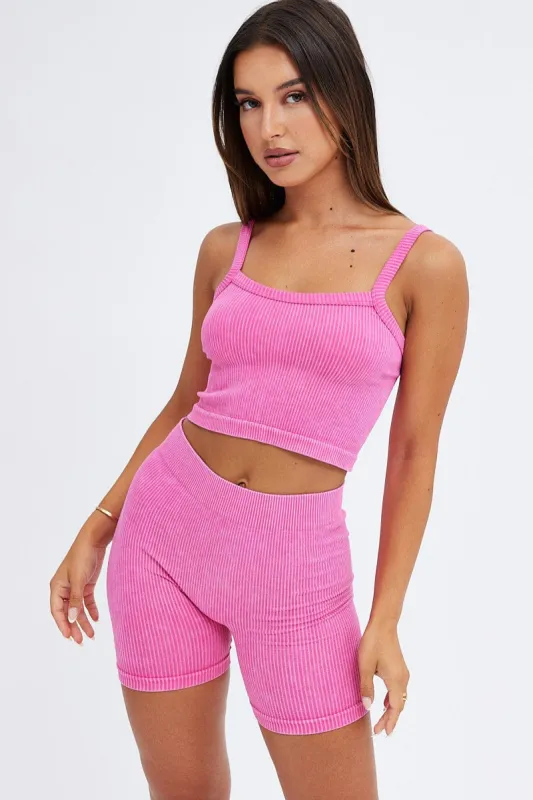 Pink Crop Singlet Top Seamless sold by Ally Fashion