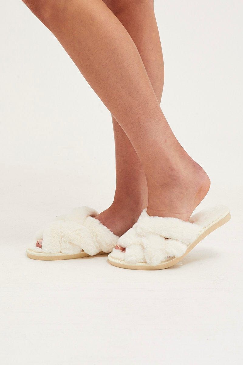 White Faux Fur Slippers sold by Ally Fashion product image thumbnail 2